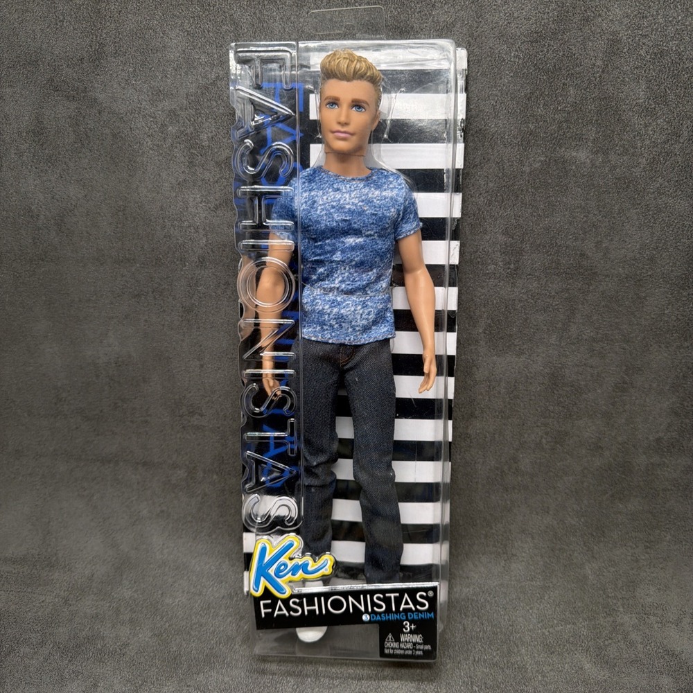 Barbie Fashionistas Ken Doll Blue Dashing Denim Molded Hair DAMAGED